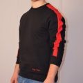 Toffs Retro Black Sweatshirt Red Sleeve Panels.